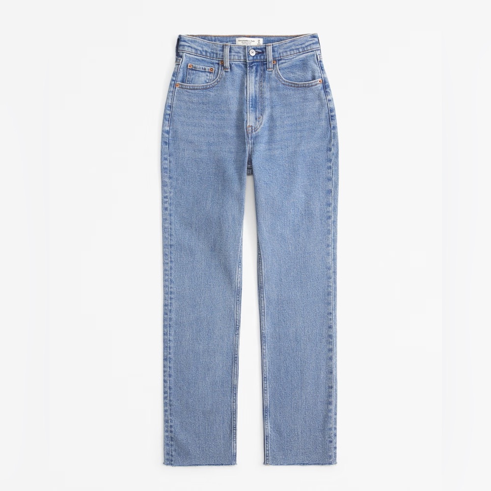Abercrombie Ultra High Rise Ankle Straight Jean Classic Blue Women's